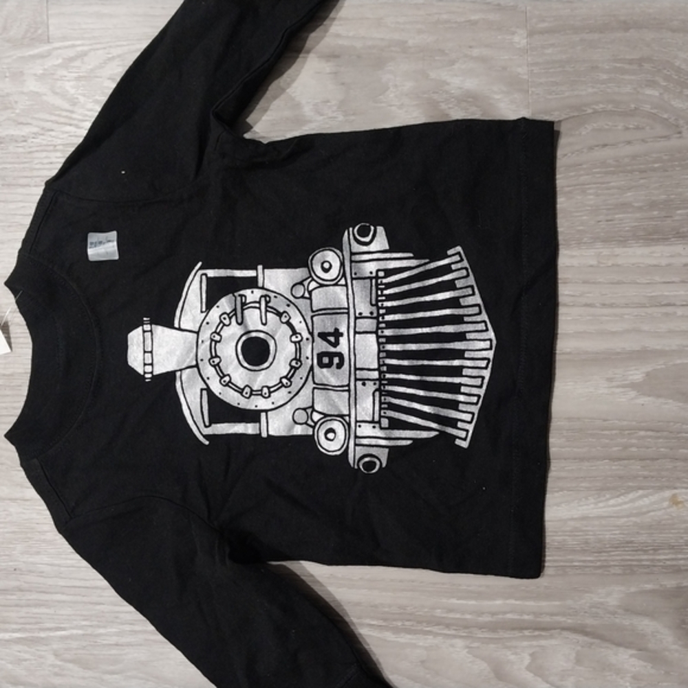 Black Train Graphic Kids Shirt